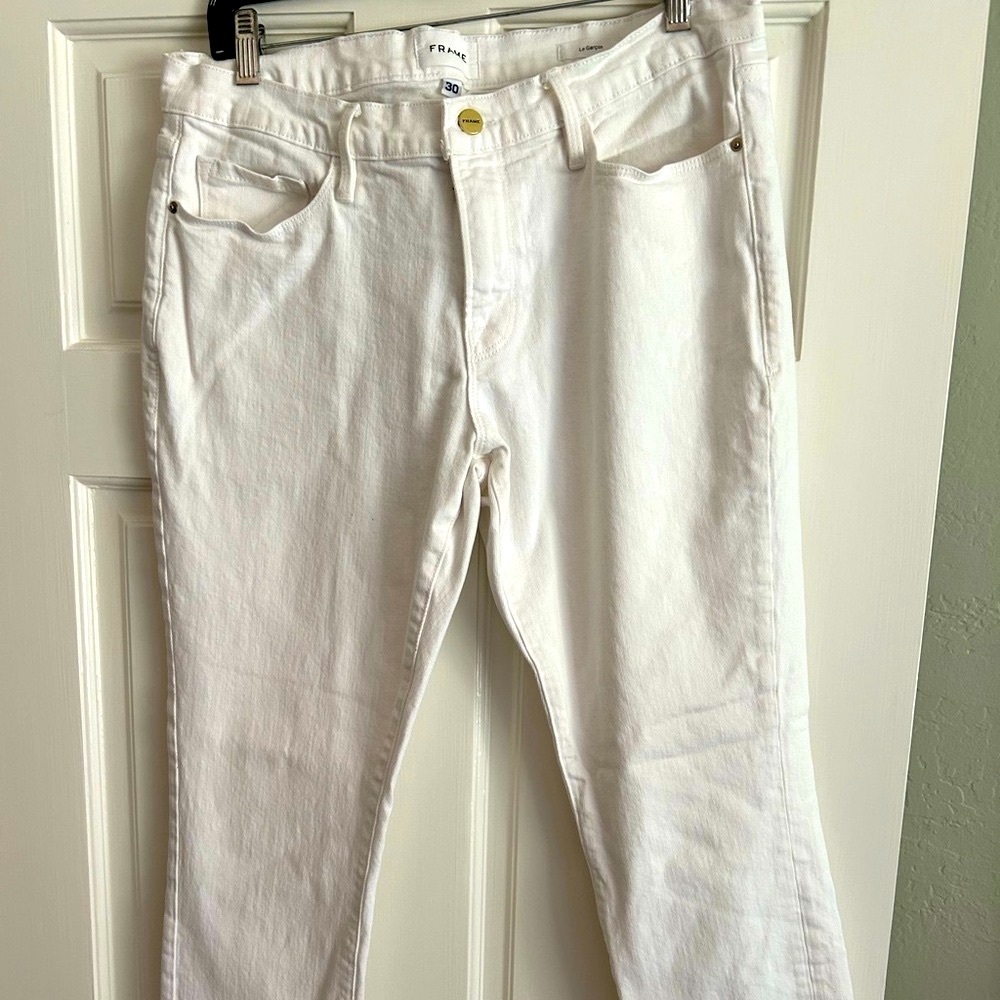 white cotton FRAME Boyfriend Jeans size 30
